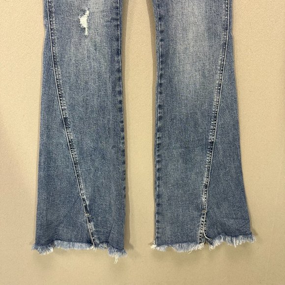 Kancan Miranda Ultra High Rise Flare Jeans Frayed Denim Size 3/25 Bell bottoms - Picture 4 of 16